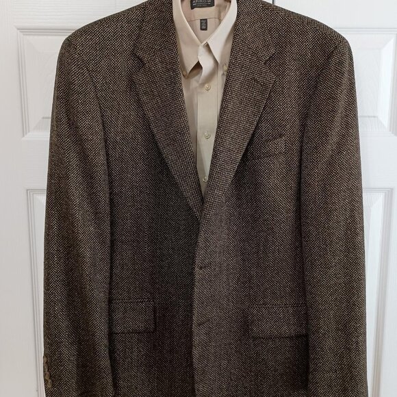 Men's Ralph Lauren CHAPS Dark Brown Wool Tweed Sport Coat, Size 44 Long/Tall - Picture 1 of 5